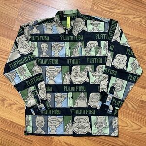 Vintage FUBU Fat Albert AOP Button Up Shirt Size L Hip Hop Streetwear Y2K